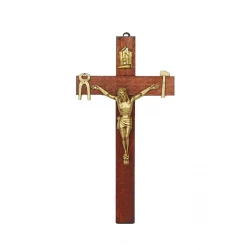 Krzyż saletyński drewniany kolor ciemny brąz 25 cm